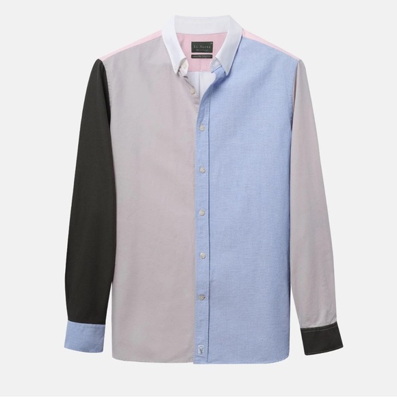 Le Alfre “Le Fun” Colorblock Oxford Men's Shirt - Picture 1 of 10